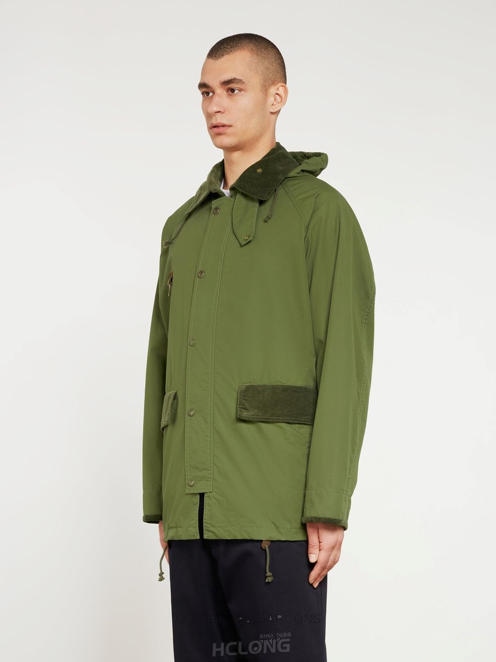 Comme Des Garcons Homme - Bomulds Nylon Parka Overtøj Herre Khaki | 60754-TJQS