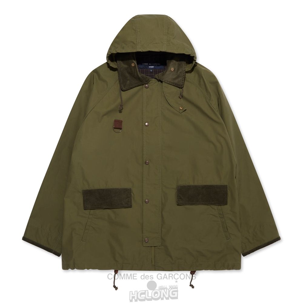 Comme Des Garcons Homme - Bomulds Nylon Parka Overtøj Herre Khaki | 60754-TJQS