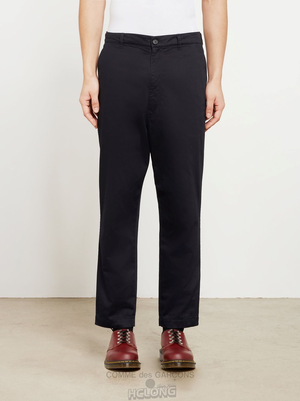 Comme Des Garcons Homme - Bomulds Satin Pants Bukser Herre Mørkeblå | 98374-DWOA