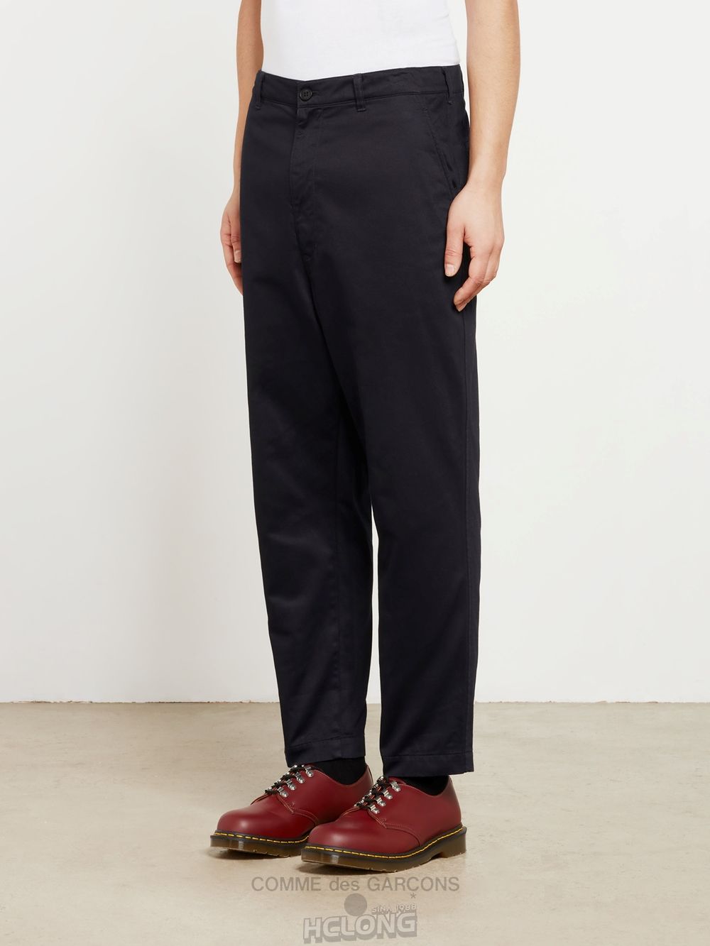 Comme Des Garcons Homme - Bomulds Satin Pants Bukser Herre Mørkeblå | 98374-DWOA