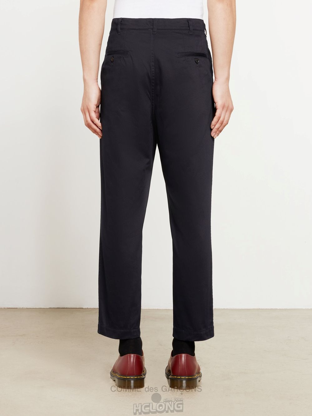 Comme Des Garcons Homme - Bomulds Satin Pants Bukser Herre Mørkeblå | 98374-DWOA