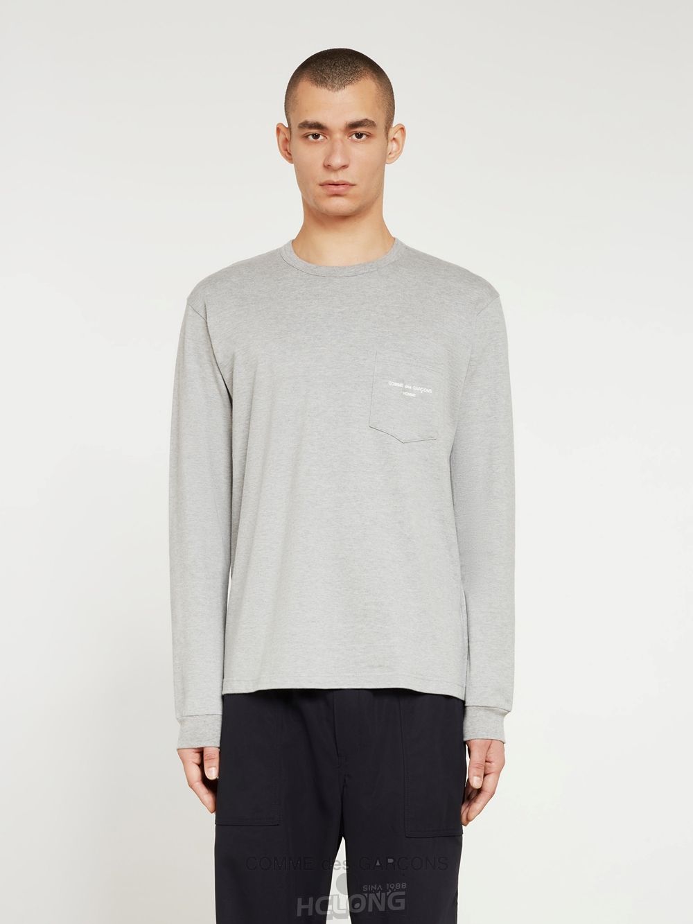 Comme Des Garcons Homme - Ls T-Shirt Long Sleeve Herre Grå | 23509-YWXP