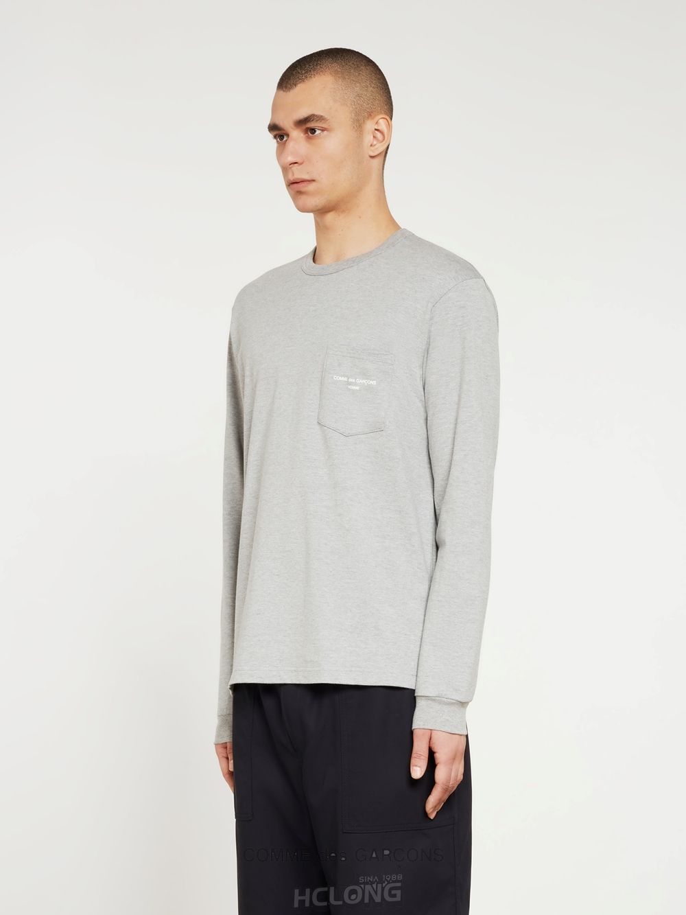 Comme Des Garcons Homme - Ls T-Shirt Long Sleeve Herre Grå | 23509-YWXP