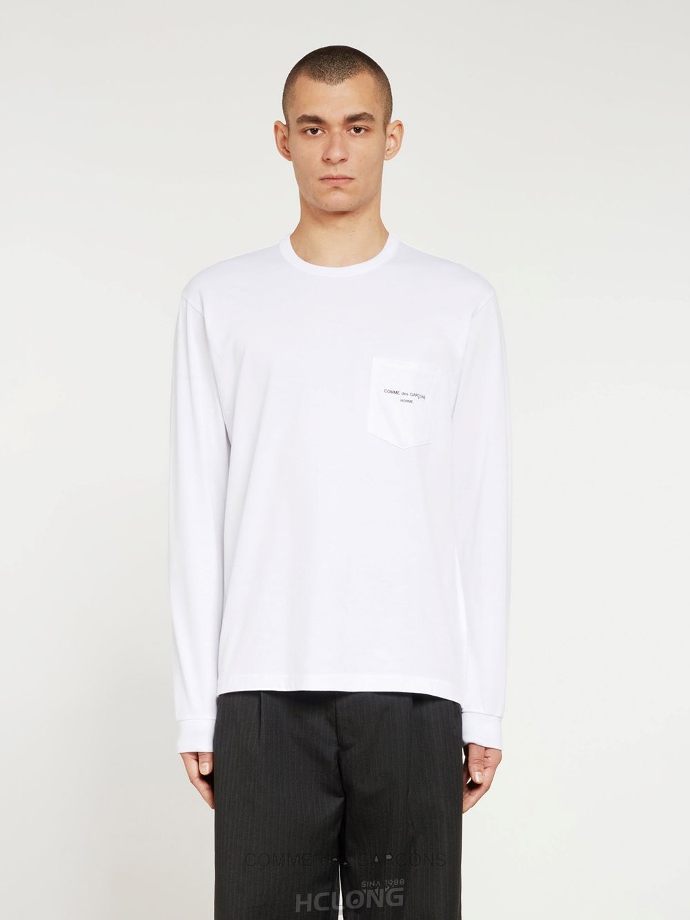 Comme Des Garcons Homme - Ls T-Shirt Long Sleeve Herre Hvide | 24816-CZGA