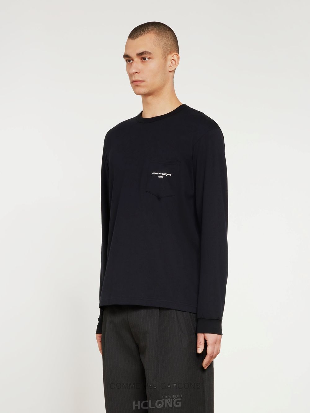 Comme Des Garcons Homme - Ls T-Shirt Long Sleeve Herre Sort | 56013-ZJYF