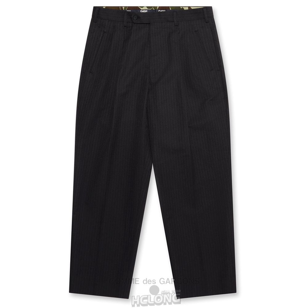 Comme Des Garcons Homme - Polyester Herringbone Pants Bukser Herre Black/Grey | 92658-GPTJ