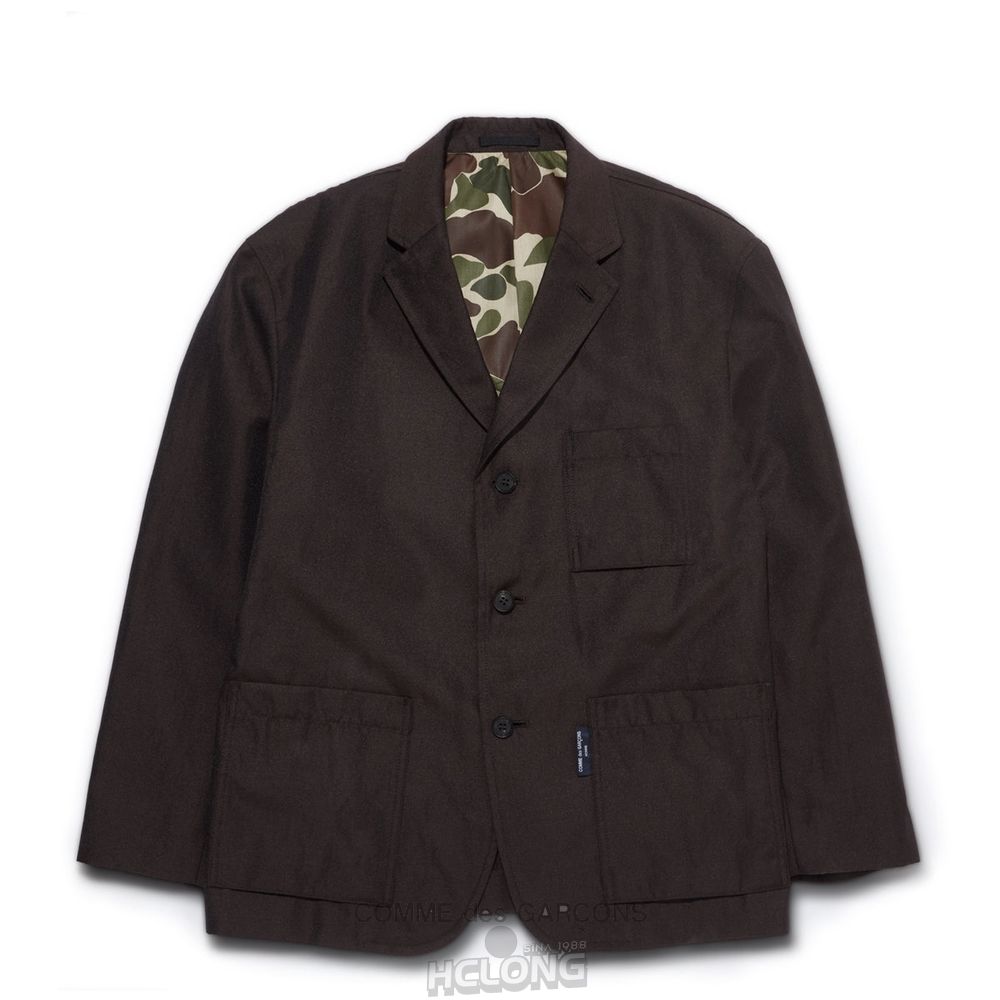 Comme Des Garcons Homme - Polyester Ramie Twill Jacket Overtøj Herre Bordeaux | 15732-PVQG