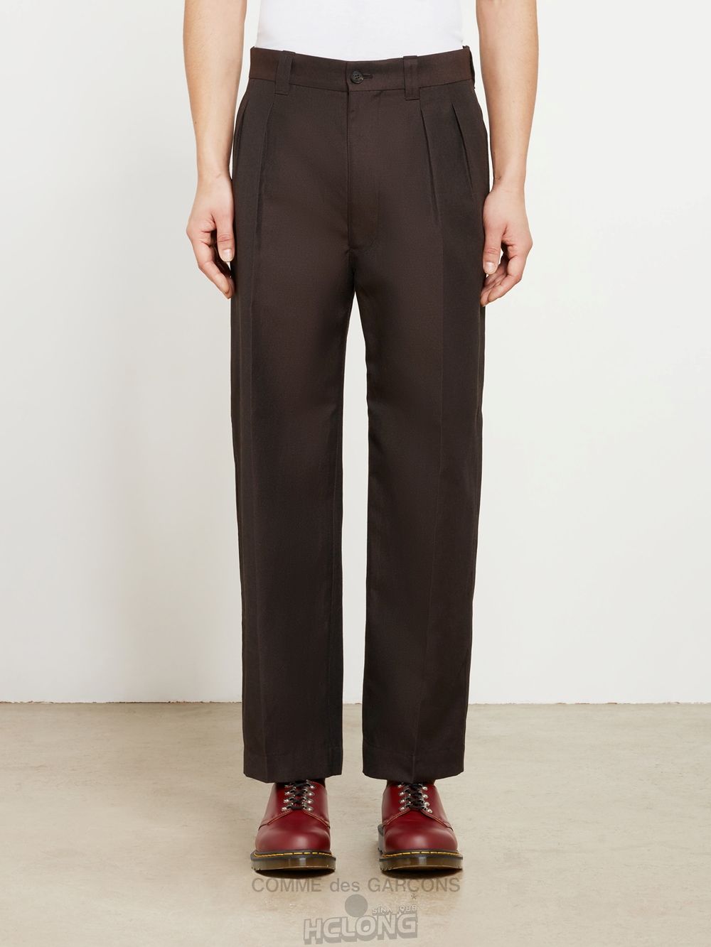 Comme Des Garcons Homme - Polyester Ramie Twill Pants Bukser Herre Bordeaux | 27846-BFGT