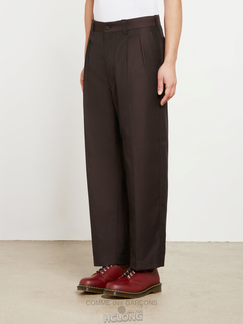 Comme Des Garcons Homme - Polyester Ramie Twill Pants Bukser Herre Bordeaux | 27846-BFGT