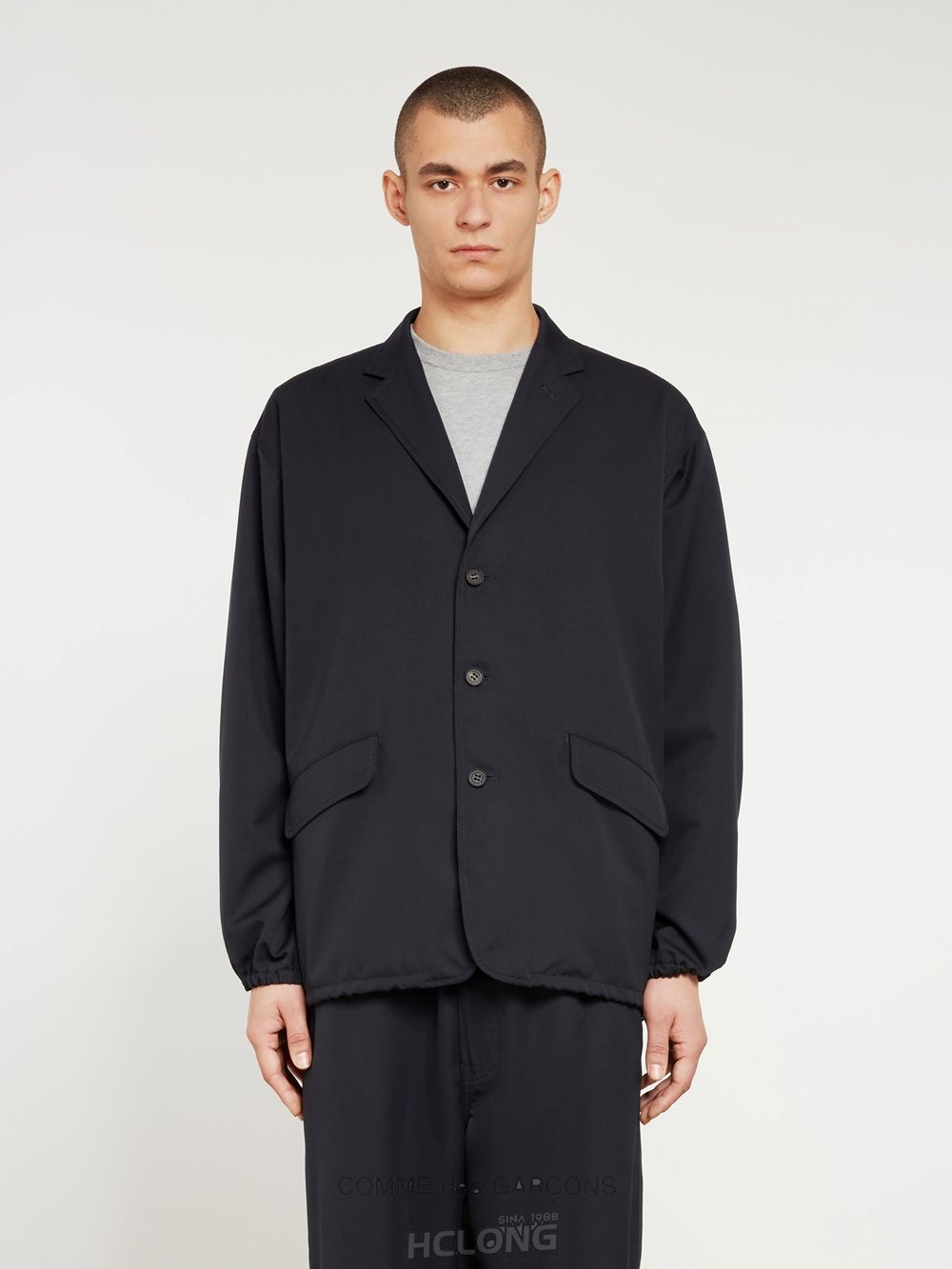 Comme Des Garcons Homme - Uld Mohair Twill Jacket Overtøj Herre Mørkeblå | 83506-PTGO