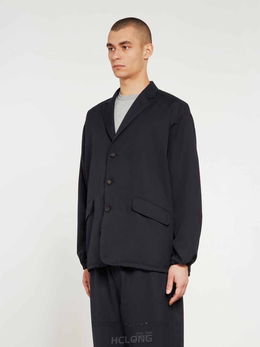 Comme Des Garcons Homme - Uld Mohair Twill Jacket Overtøj Herre Mørkeblå | 83506-PTGO