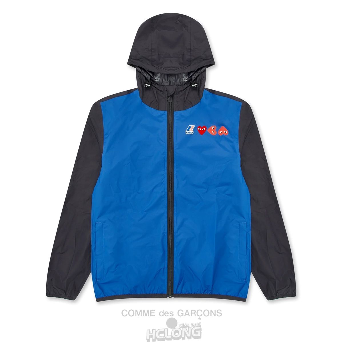 Comme Des Garcons K-WAY*PLAY Full Zip Jacket Hooded Sweatshirt Blue/Black | 38406-WLNO