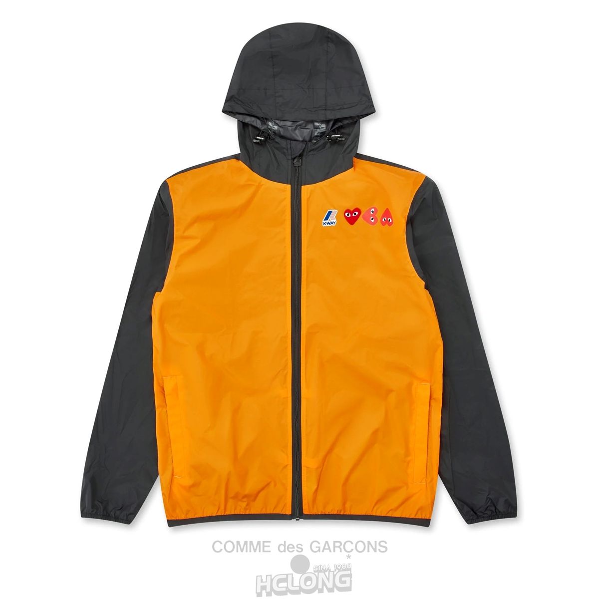 Comme Des Garcons K-WAY*PLAY Full Zip Jacket Hooded Sweatshirt Orange/Black | 51062-XOPG