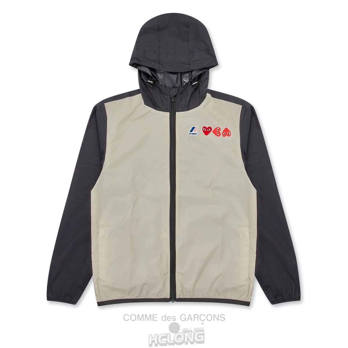 Comme Des Garcons K-WAY*PLAY Full Zip Jacket Hooded Sweatshirt Beige/Black | 71925-ZCRH