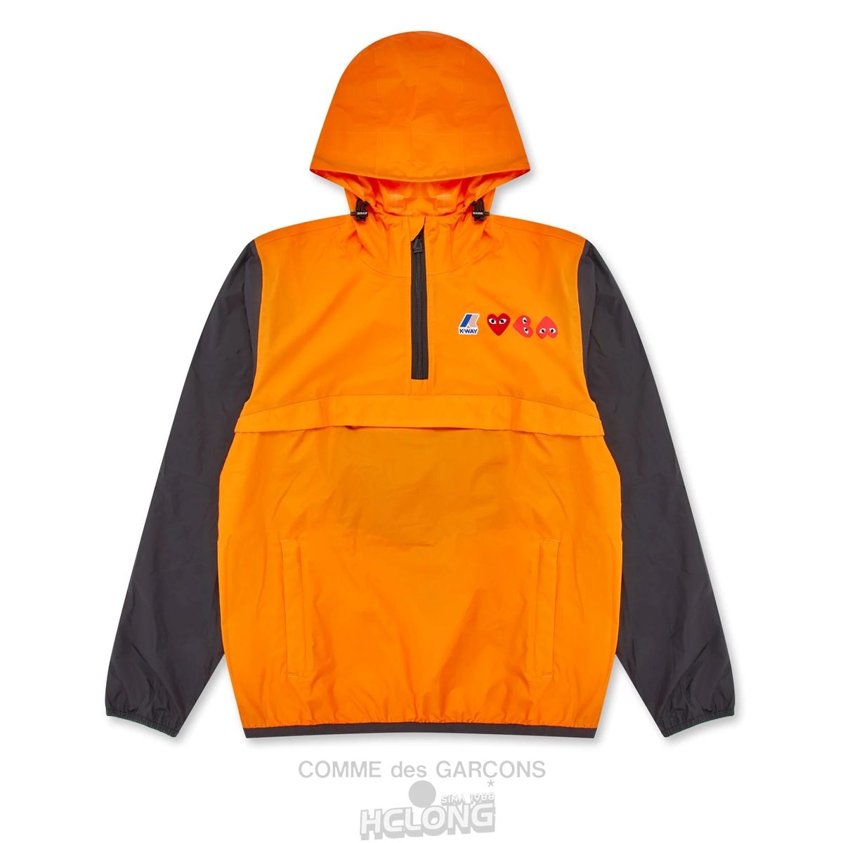 Comme Des Garcons K-WAY*PLAY Half Zip Jacket Hooded Sweatshirt Orange/Black | 92675-NAKX