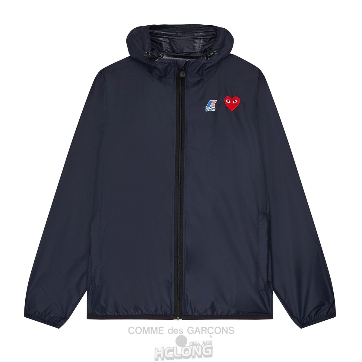 Comme Des Garcons K-WAY*PLAY Jacket Full Zip Hooded Sweatshirt Mørkeblå | 43785-IRNP