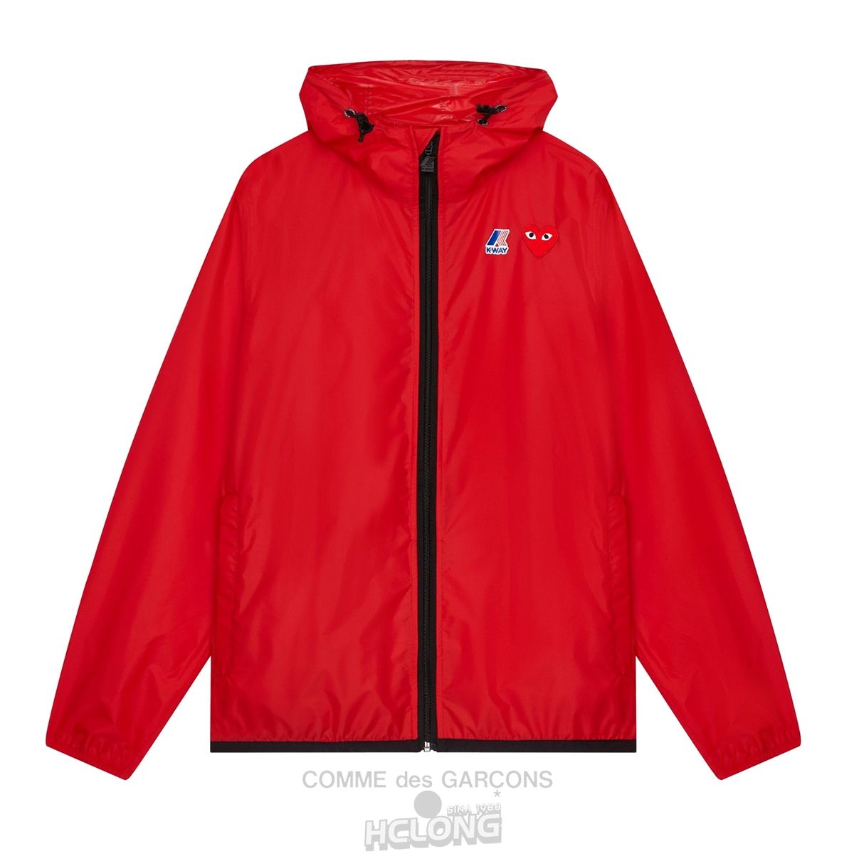 Comme Des Garcons K-WAY*PLAY Jacket Full Zip Hooded Sweatshirt Rød | 46139-MHZP