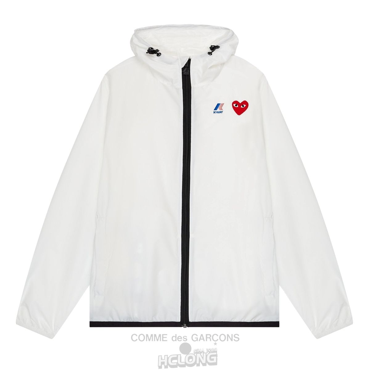 Comme Des Garcons K-WAY*PLAY Jacket Full Zip Hooded Sweatshirt Hvide | 95238-ZVCS