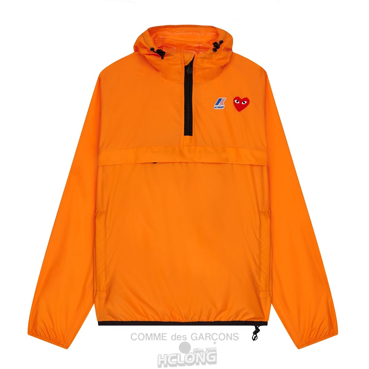 Comme Des Garcons K-WAY*PLAY Jacket Half Zip Hooded Sweatshirt Orange | 26573-SADN