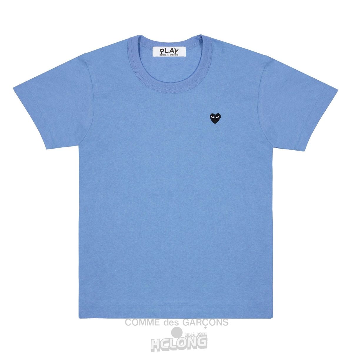 Comme Des Garcons PLAY Basic Coloured T-Shirt Small Black Emblem Short Sleeve Unisex Blå | 37468-EYOS