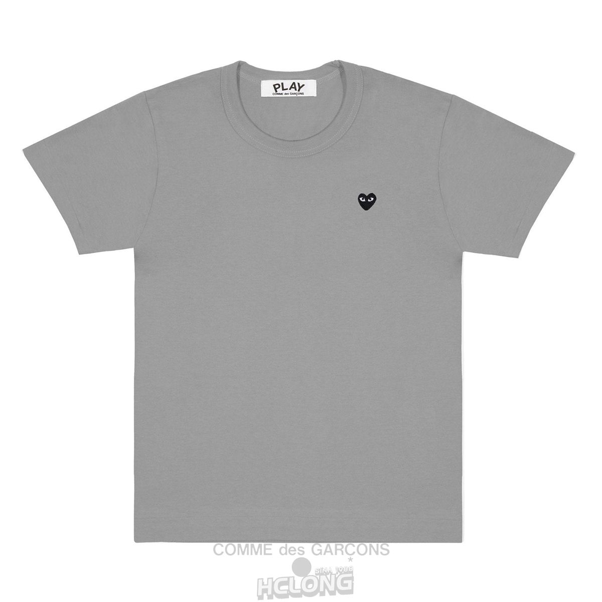 Comme Des Garcons PLAY Basic Coloured T-Shirt Small Black Emblem Short Sleeve Unisex Grå | 45032-SHGY