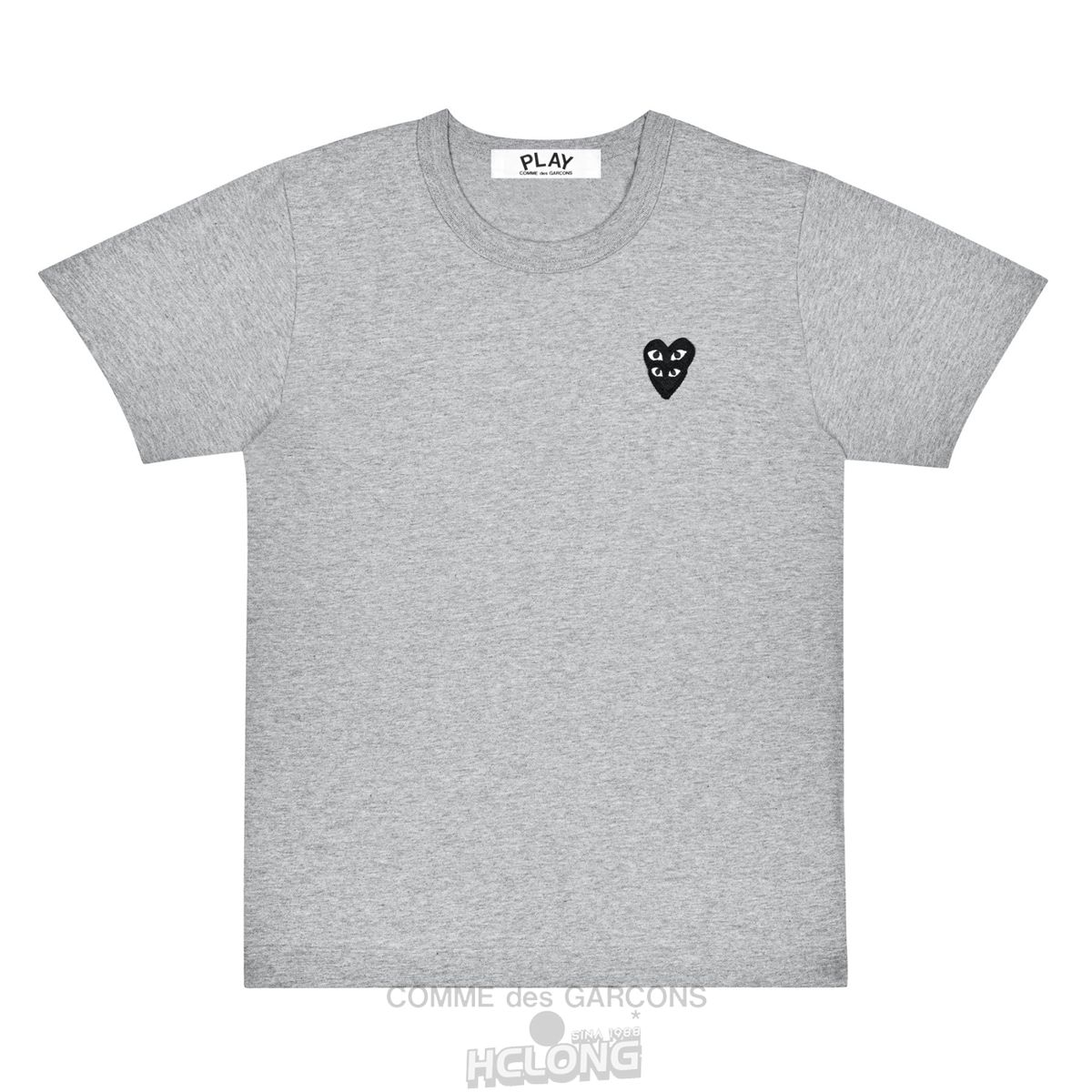 Comme Des Garcons PLAY Basic Grey T-Shirt Black Family Heart Short Sleeve Unisex Grå | 72943-UWFG