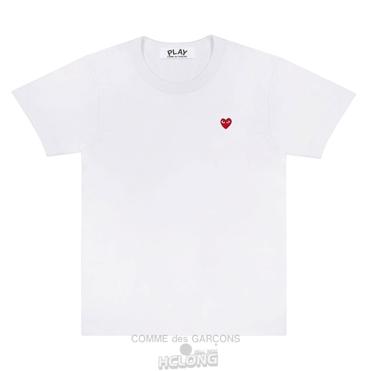 Comme Des Garcons PLAY Basic Small Emblem T-Shirt Short Sleeve Unisex Hvide | 12495-PNMU