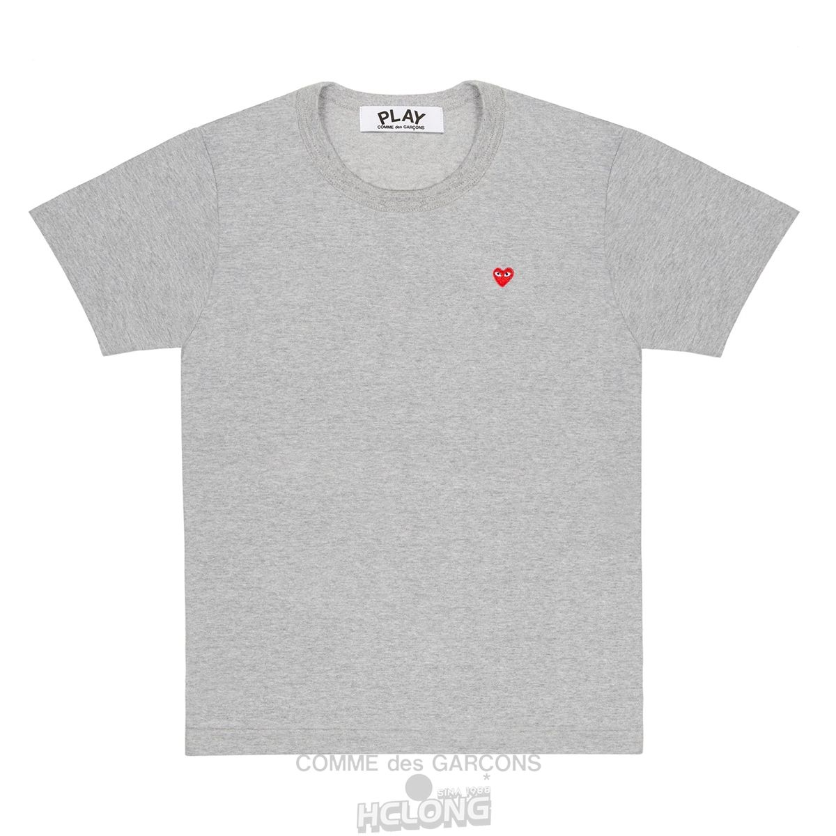 Comme Des Garcons PLAY Basic Small Emblem T-Shirt Short Sleeve Unisex Grå | 12985-NMGU