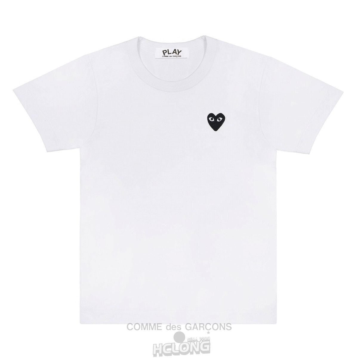 Comme Des Garcons PLAY Basic T-Shirt Black Emblem Short Sleeve Unisex Hvide | 04589-CWFY