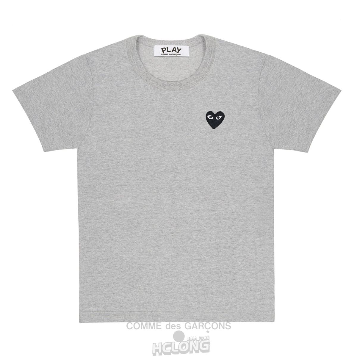 Comme Des Garcons PLAY Basic T-Shirt Black Emblem Short Sleeve Unisex Grå | 62430-FEKD