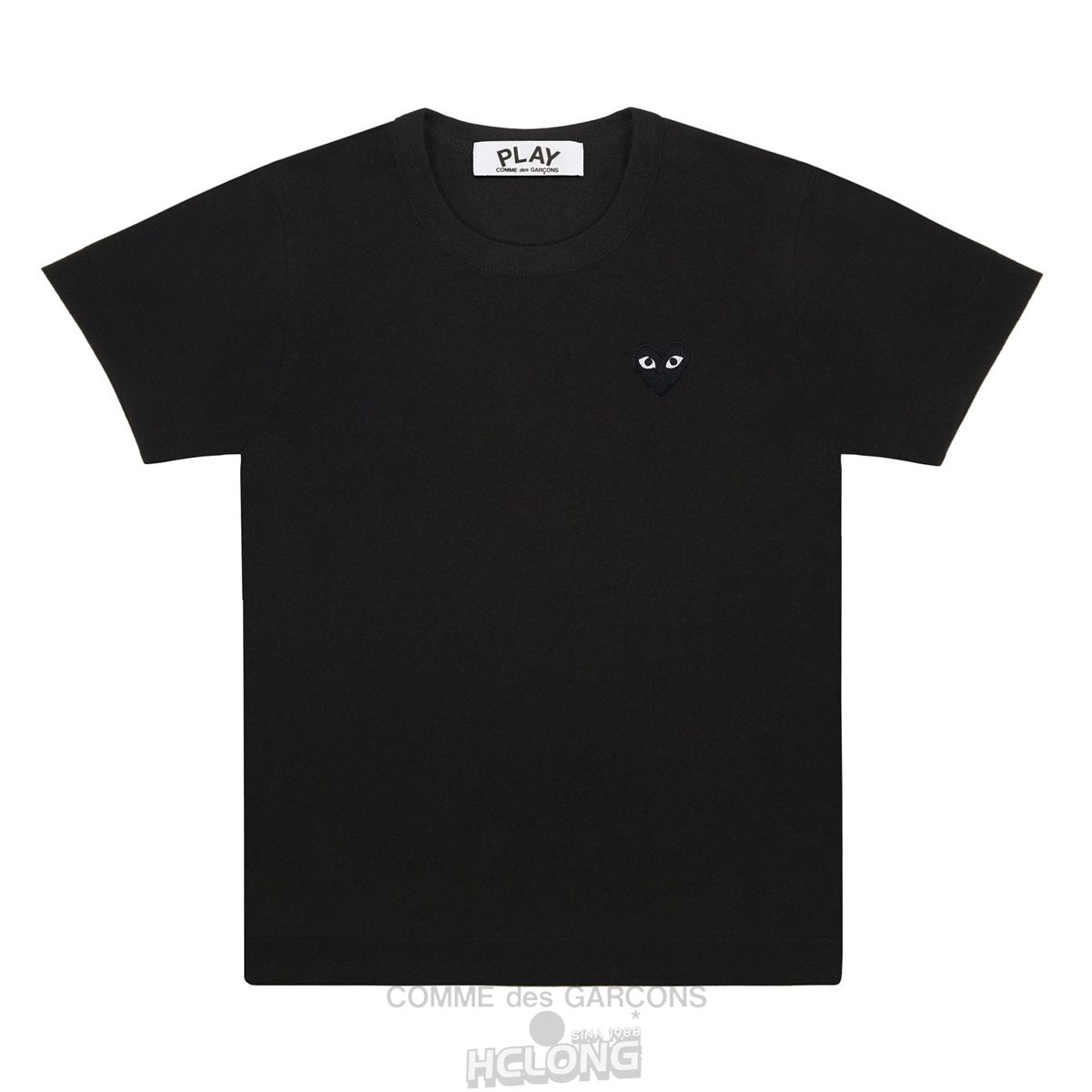 Comme Des Garcons PLAY Basic T-Shirt Black Emblem Short Sleeve Unisex Sort | 97645-NTRP