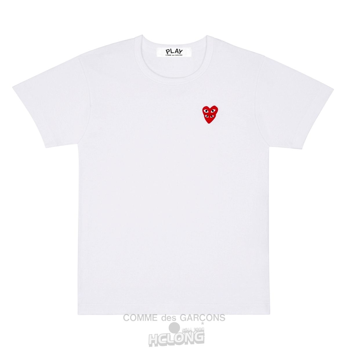 Comme Des Garcons PLAY Basic T-Shirt Red Family Heart Short Sleeve Unisex Hvide | 08354-BATY