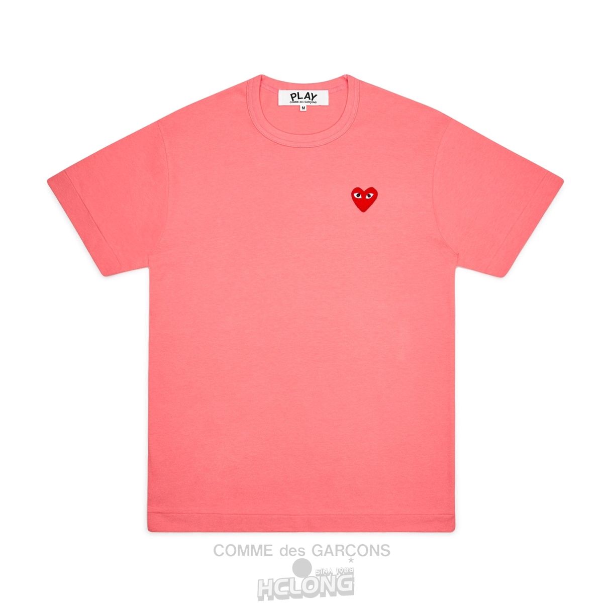 Comme Des Garcons PLAY Basic T-Shirt Red Emblem Spring Series Short Sleeve Unisex Lyserød | 51423-IOPA