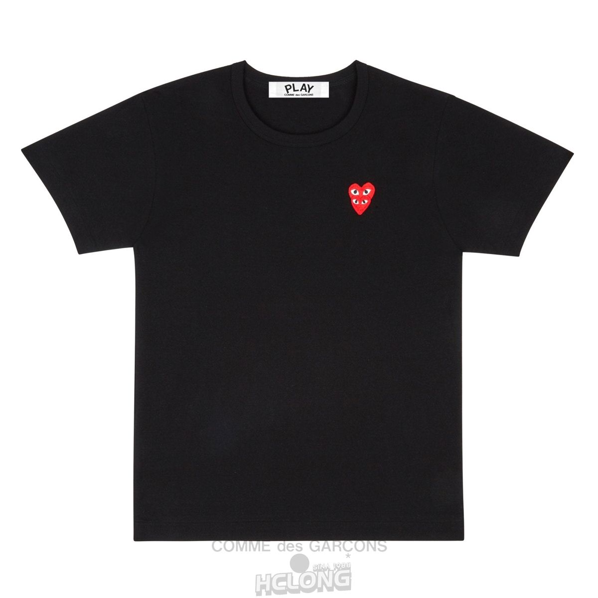 Comme Des Garcons PLAY Basic T-Shirt Red Family Heart Short Sleeve Unisex Sort | 54973-CJUE