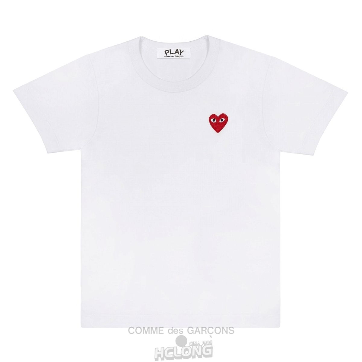 Comme Des Garcons PLAY Basic T-Shirt Red Emblem Short Sleeve Unisex Hvide | 74012-PICJ