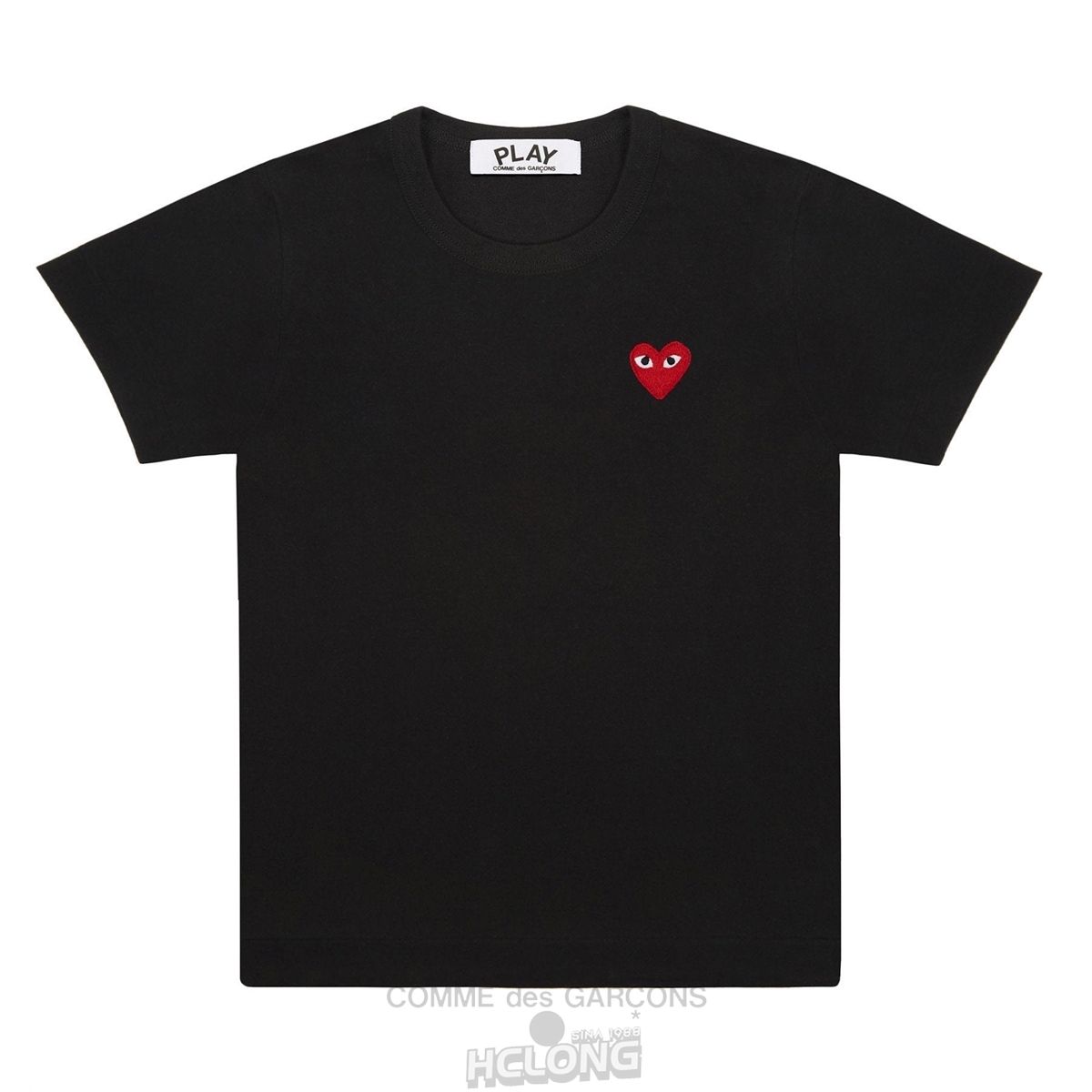 Comme Des Garcons PLAY Basic T-Shirt Red Emblem Short Sleeve Unisex Sort | 86350-YFGQ