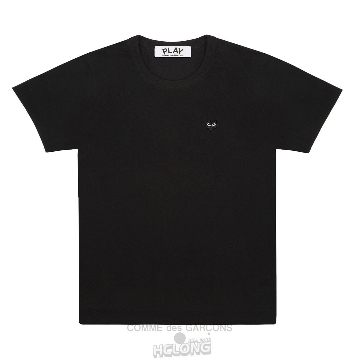 Comme Des Garcons PLAY Basic T-Shirt Small Black Emblem Short Sleeve Unisex Sort | 71650-PZOR