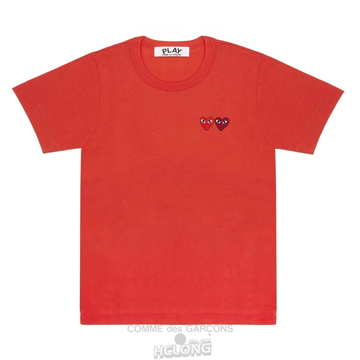 Comme Des Garcons PLAY Basic T-Shirt Two Emblems Short Sleeve Unisex Rød | 49607-AEQG