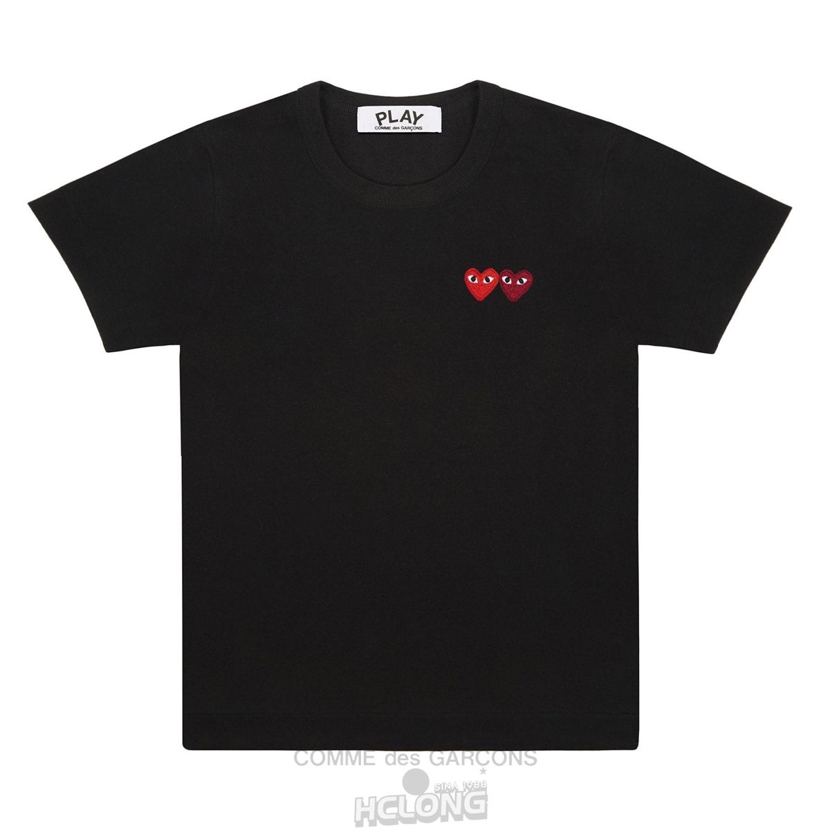 Comme Des Garcons PLAY Basic T-Shirt Two Emblems Short Sleeve Unisex Sort | 59783-YRNM