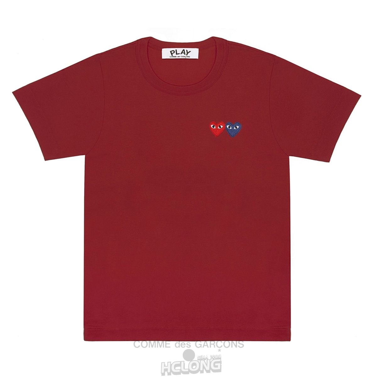 Comme Des Garcons PLAY Basic T-Shirt Two Emblems Short Sleeve Unisex Bordeaux | 98207-ZWRG