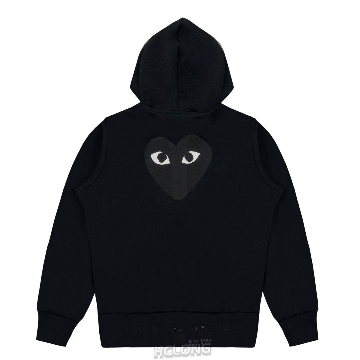 Comme Des Garcons PLAY Big Heart Zip Hætte Sweatshirt Hooded Sweatshirt Unisex Sort | 54369-IVTY