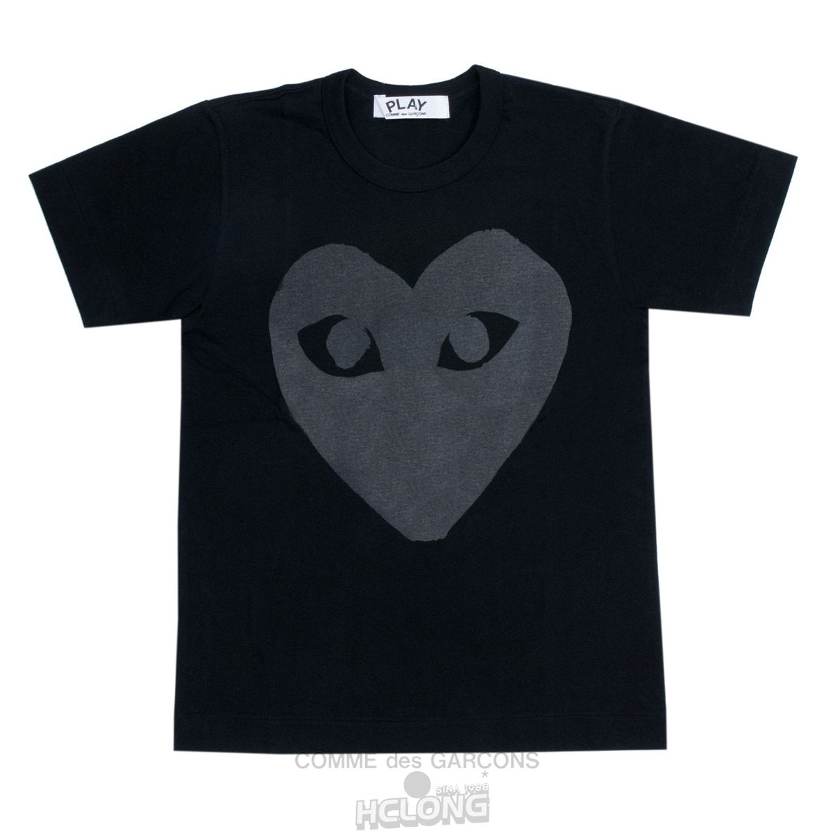 Comme Des Garcons PLAY Black T-Shirt Black Heart Screenprint Short Sleeve Unisex Sort | 43158-AHOK