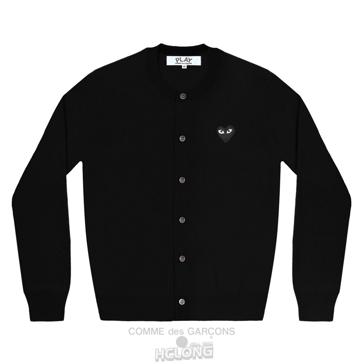 Comme Des Garcons PLAY Cardigan Black Emblem Strikkevarer Dame Sort | 94523-KBPG