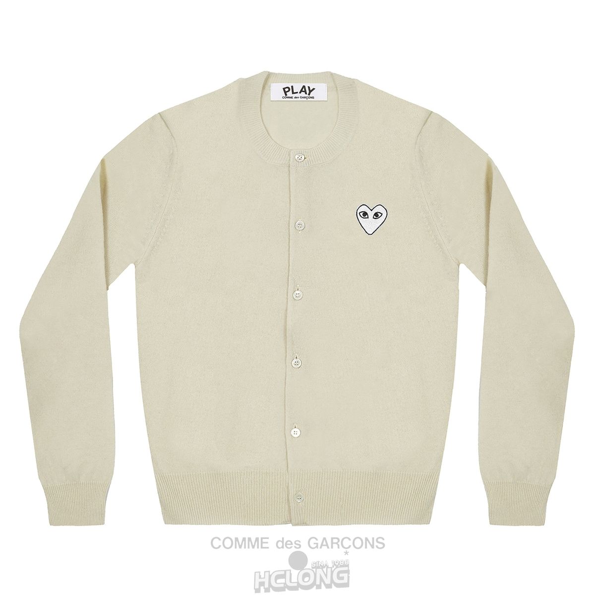 Comme Des Garcons PLAY Cardigan White Heart Natural Series Strikkevarer Dame Hvide | 59017-FIBZ