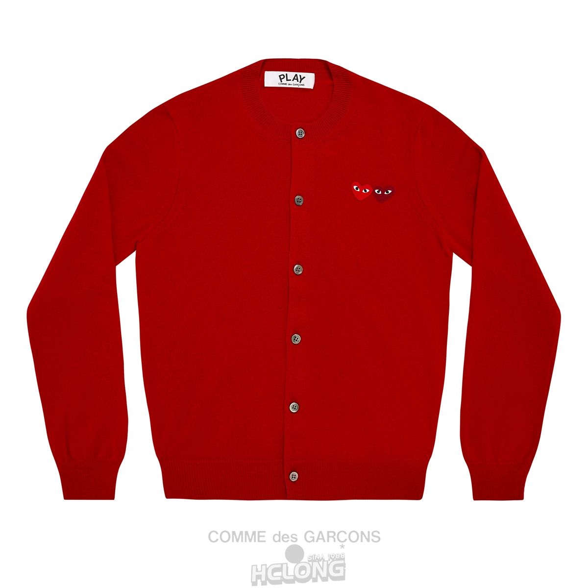 Comme Des Garcons PLAY Cardigan with Double Emblems Strikkevarer Dame Rød | 06493-IKZU