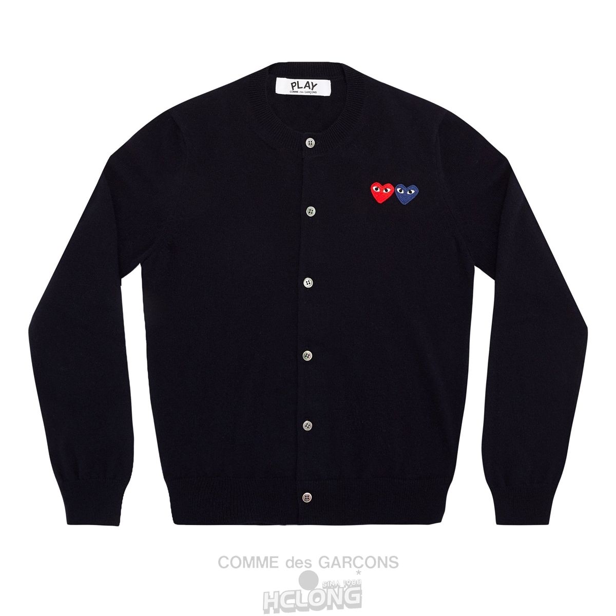 Comme Des Garcons PLAY Cardigan with Double Emblems Strikkevarer Dame Mørkeblå | 90367-FZMT