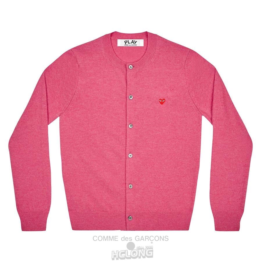 Comme Des Garcons PLAY Cardigan with Small Red Heart Strikkevarer Dame Lyserød | 56102-ZYPB