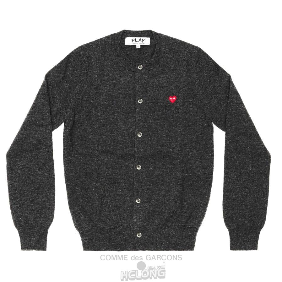 Comme Des Garcons PLAY Cardigan with Small Red Heart Strikkevarer Dame Grå | 67218-EQDF