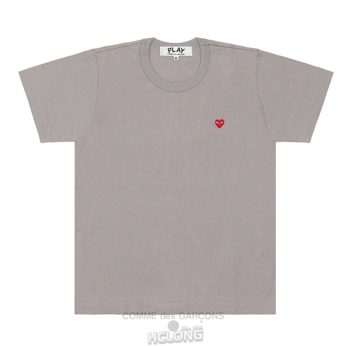 Comme Des Garcons PLAY Coloured Small Emblem T-Shirt Short Sleeve Unisex Grå | 13854-YALZ