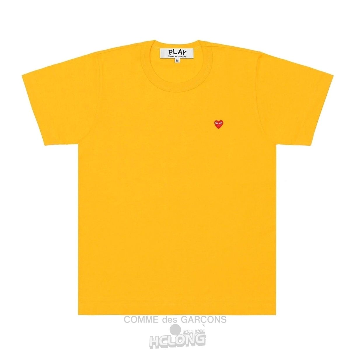 Comme Des Garcons PLAY Coloured Small Emblem T-Shirt Short Sleeve Unisex Gul | 81706-YOCS